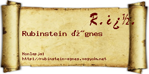 Rubinstein Ágnes névjegykártya